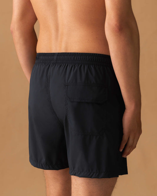 Nylon Mid Length Swim Shorts Navy Model Back Image