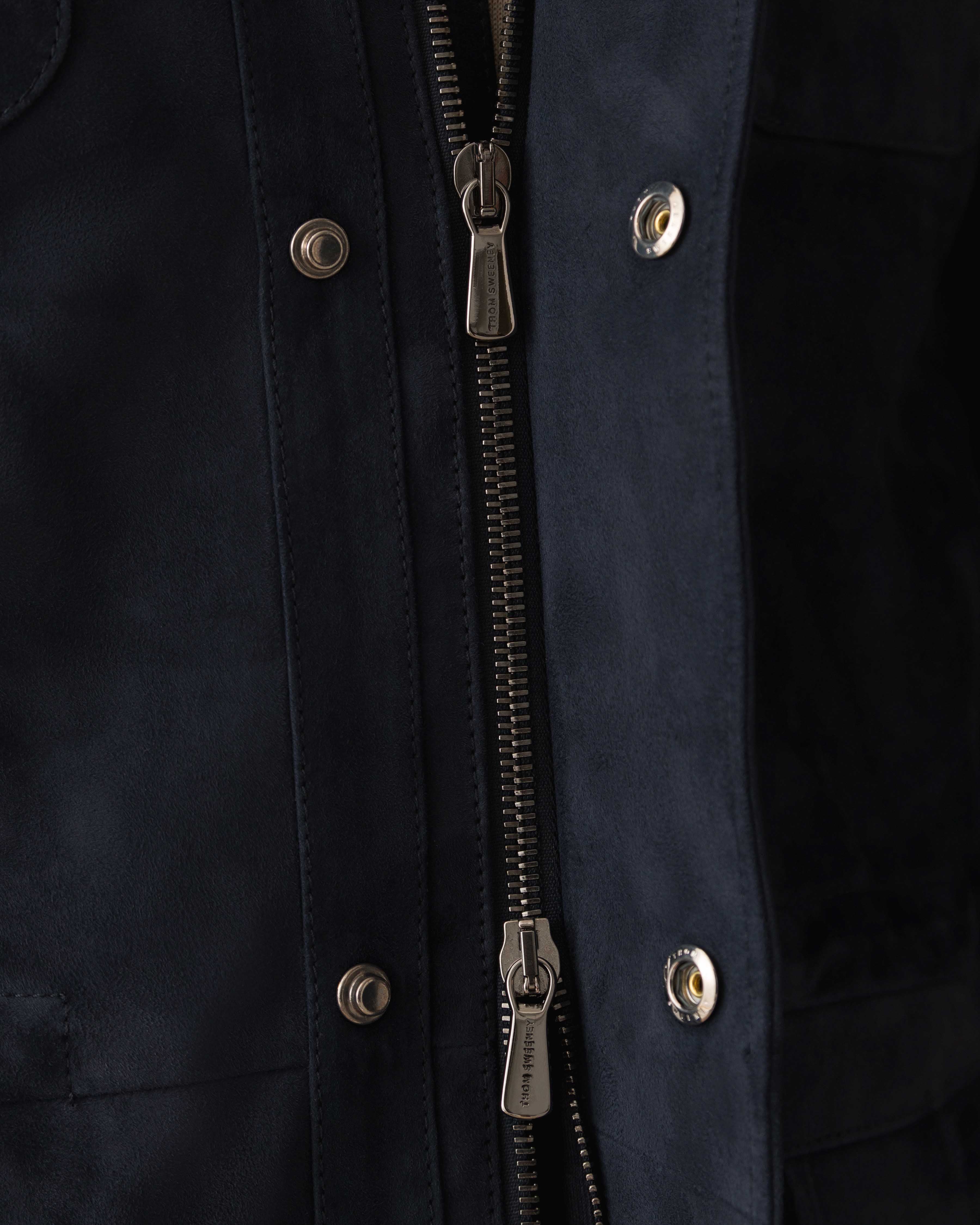 Suede Field Jacket Navy Model Zip Image