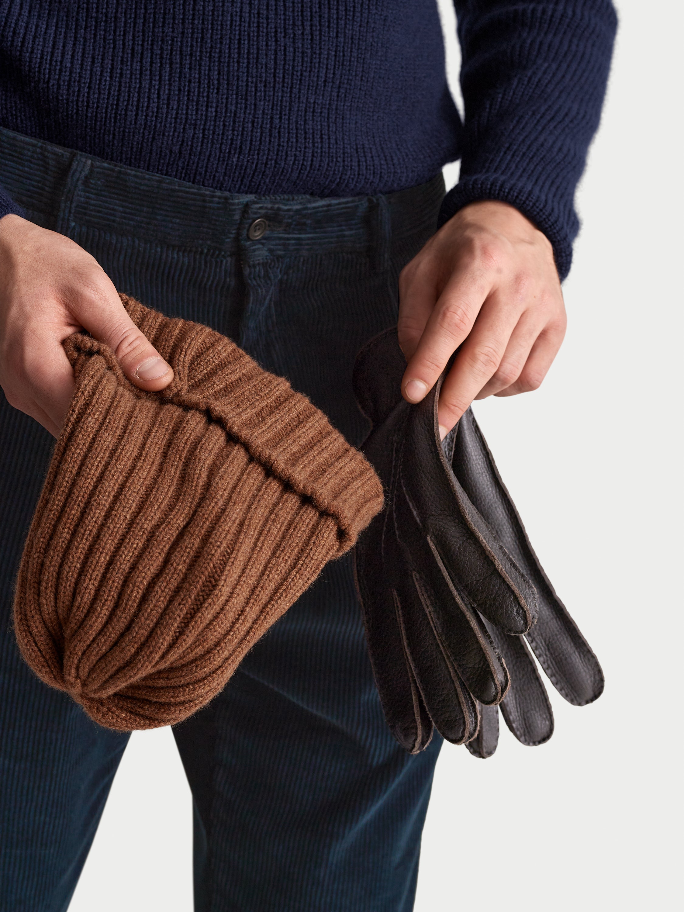 Cashmere Beanie Hat Brown