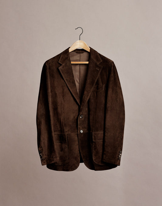 Suede Notch lapel Jacket Brown Product Image