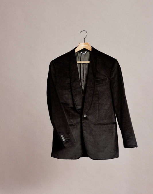 Corduroy Shawl Lapel Dinner Suit Black Product Image