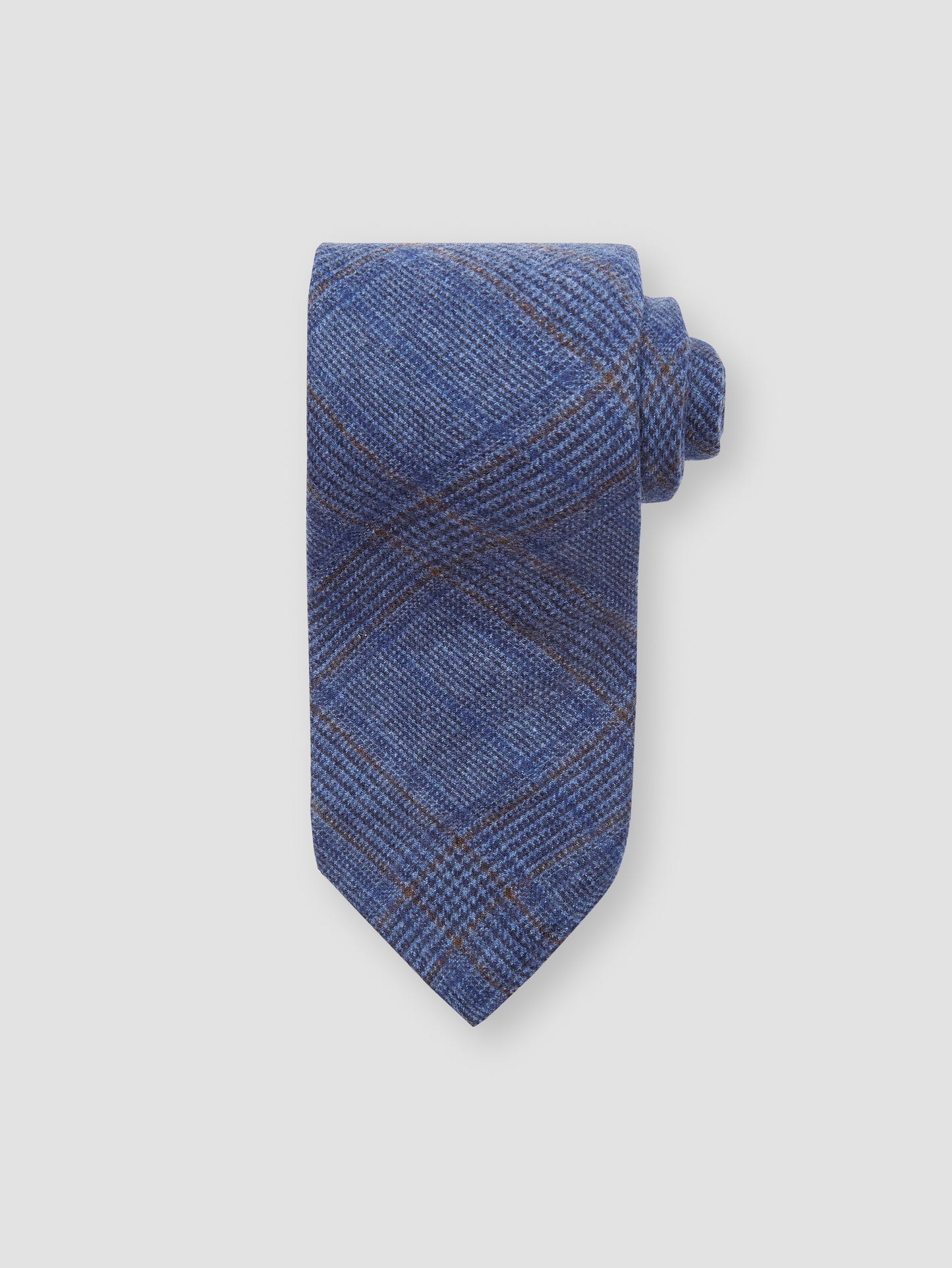 Prince of Wales Cashmere Tie Mid Blue Front