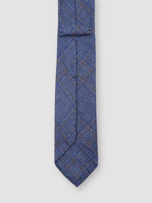 Prince of Wales Cashmere Tie Mid Blue Back