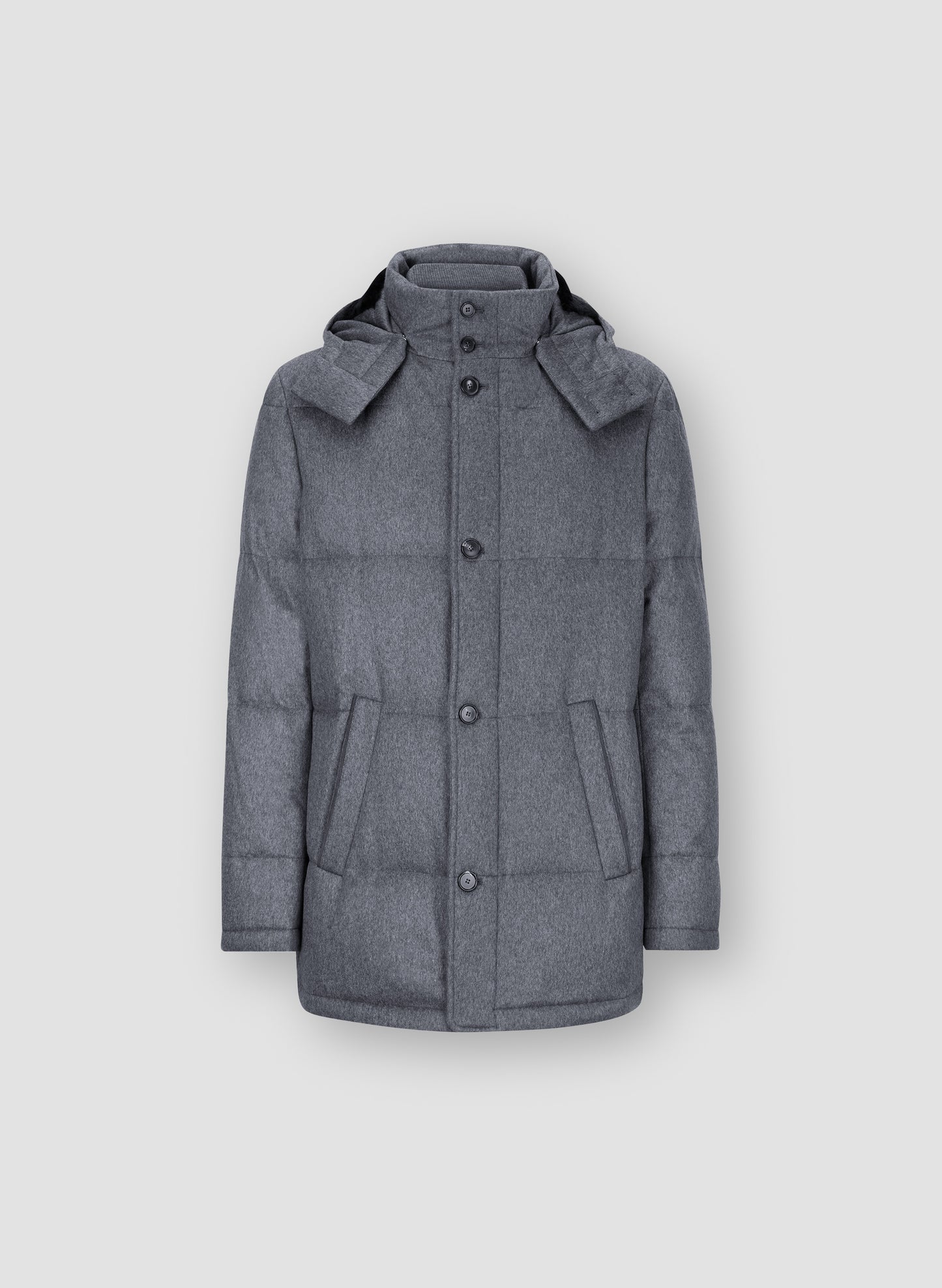 Cashmere Quilted Parka Grey Front