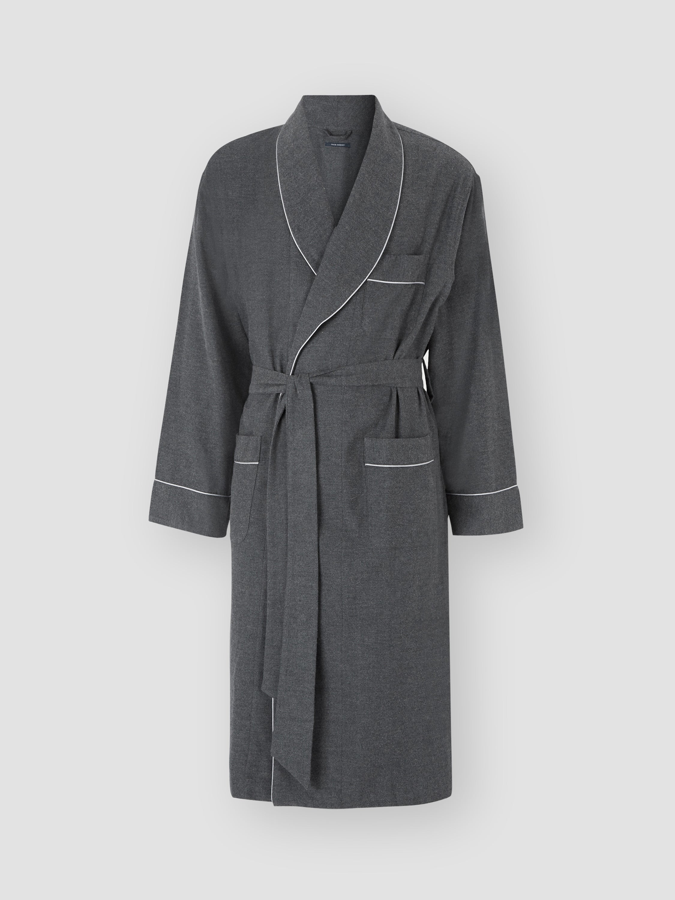 Brushed Cotton Dressing Gown Charcoal Front