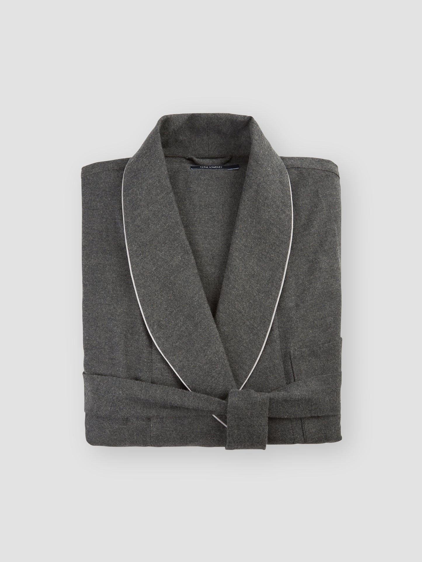 Brushed Cotton Dressing Gown Charcoal Neck