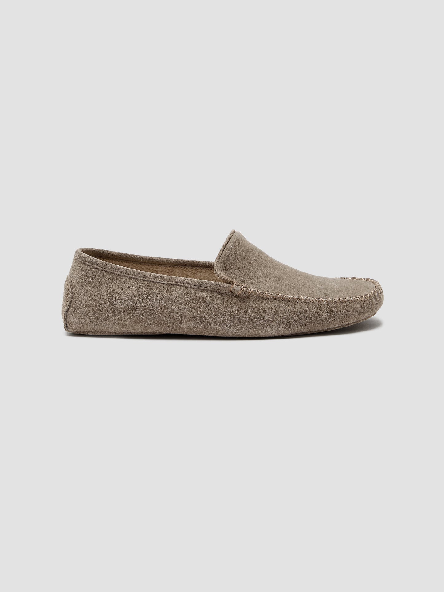 Cashmere Lined Suede Slippers Beige Product Side
