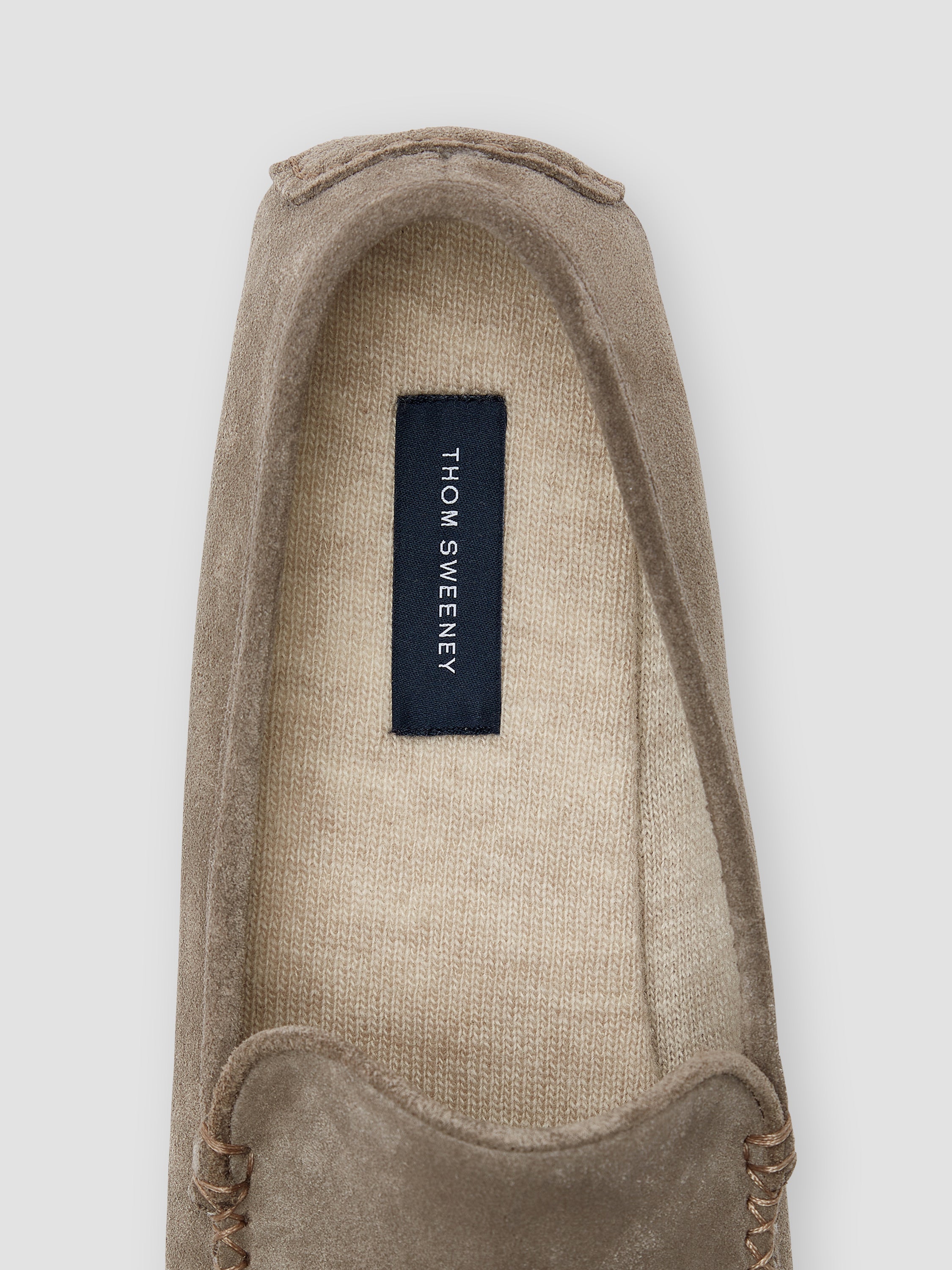 Cashmere Lined Suede Slippers Beige Inside