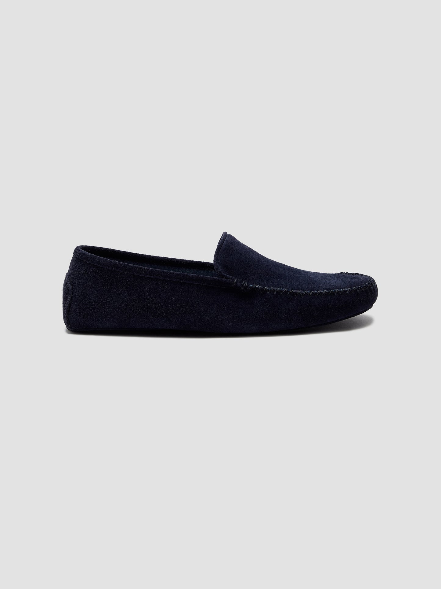 Cashmere Lined Suede Slippers Navy Product Side