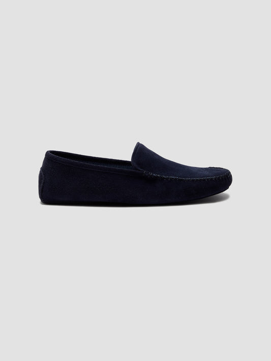 Cashmere Lined Suede Slippers Navy Product Side