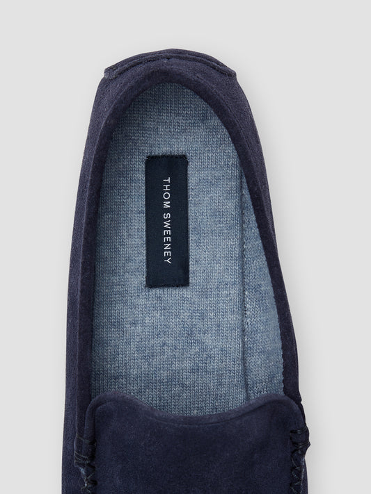 Cashmere Lined Suede Slippers Navy Product Inside