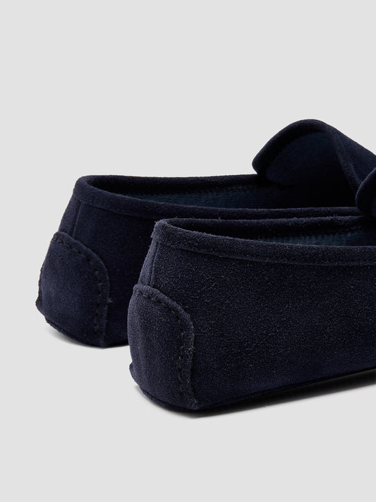 Cashmere Lined Suede Slippers Navy Product Back