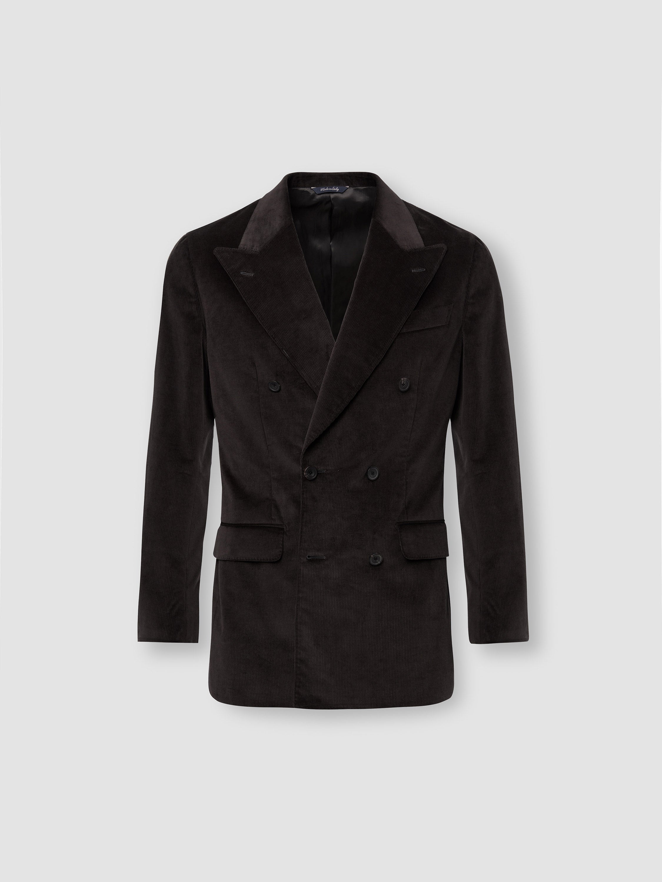 Corduroy Double Breasted Peak Lapel Suit Dark Brown Jacket Product Image
