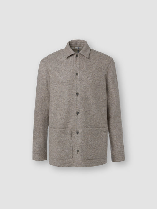 Cashmere Button Through Overshirt Beige Product Image