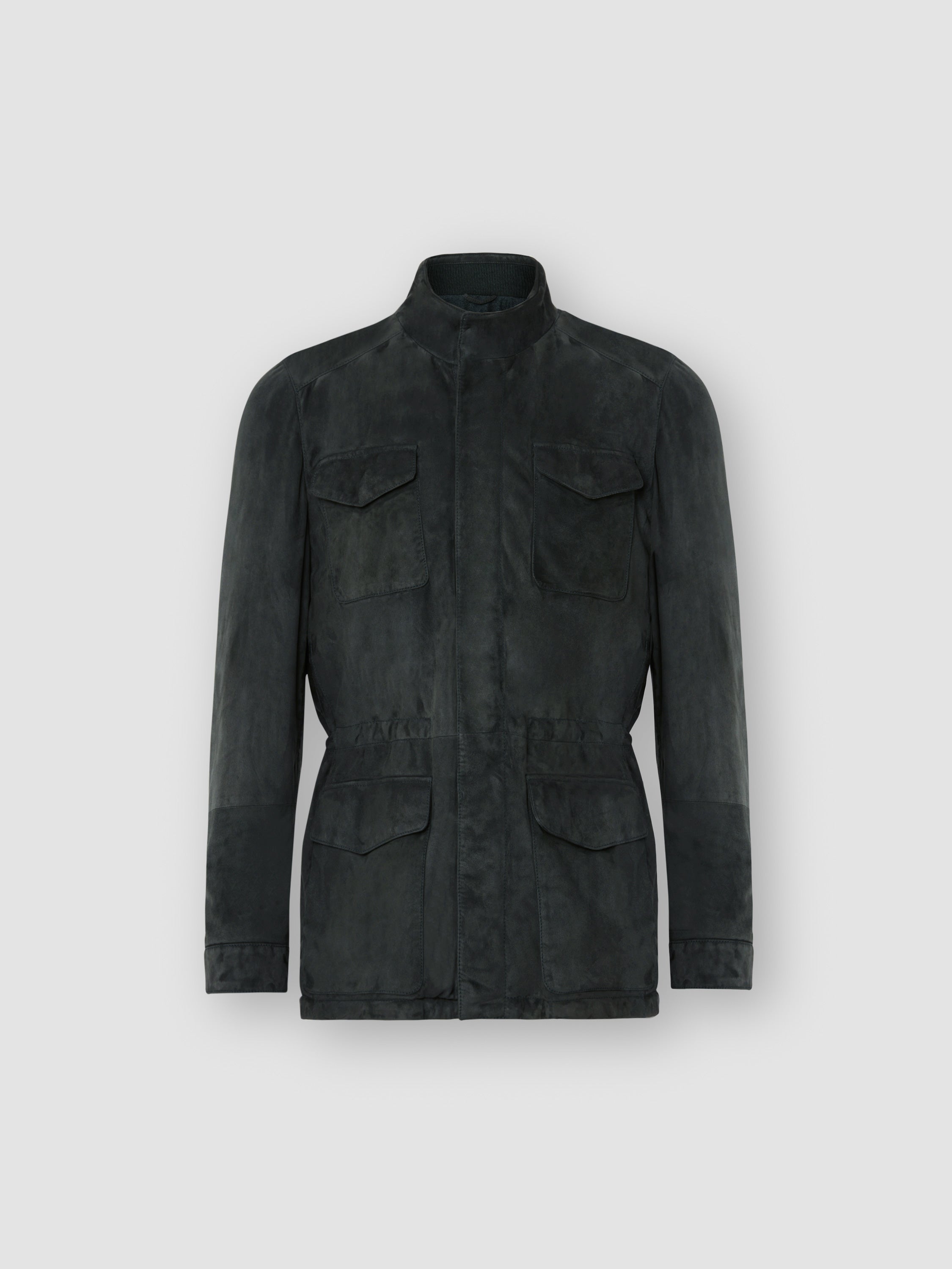 Cashmere Lined Suede Safari Jacket Darkest Green Product Image