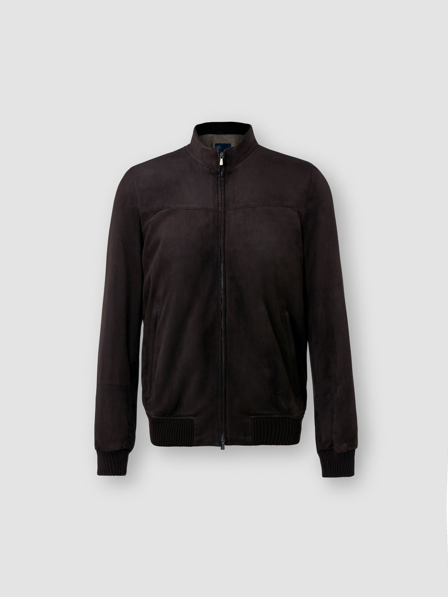 Suede Zip Through Bomber Jacket Brown Product Image