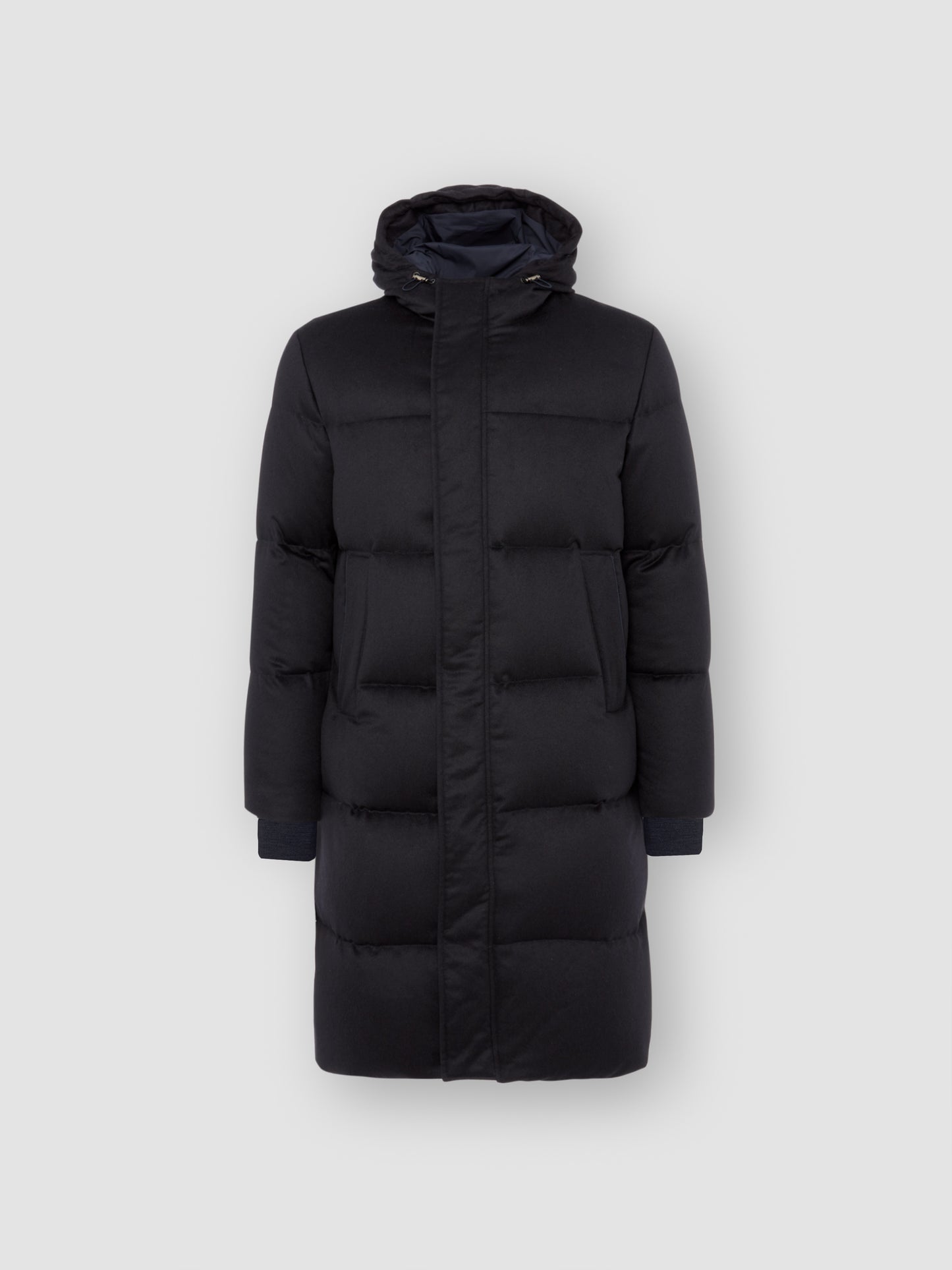 Cashmere Quilted Long Parka Navy Product Image
