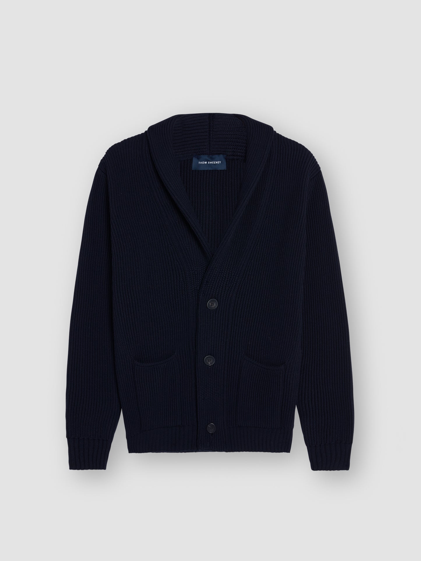 Single Breasted Cashmere Shawl Cardigan Navy Product Image