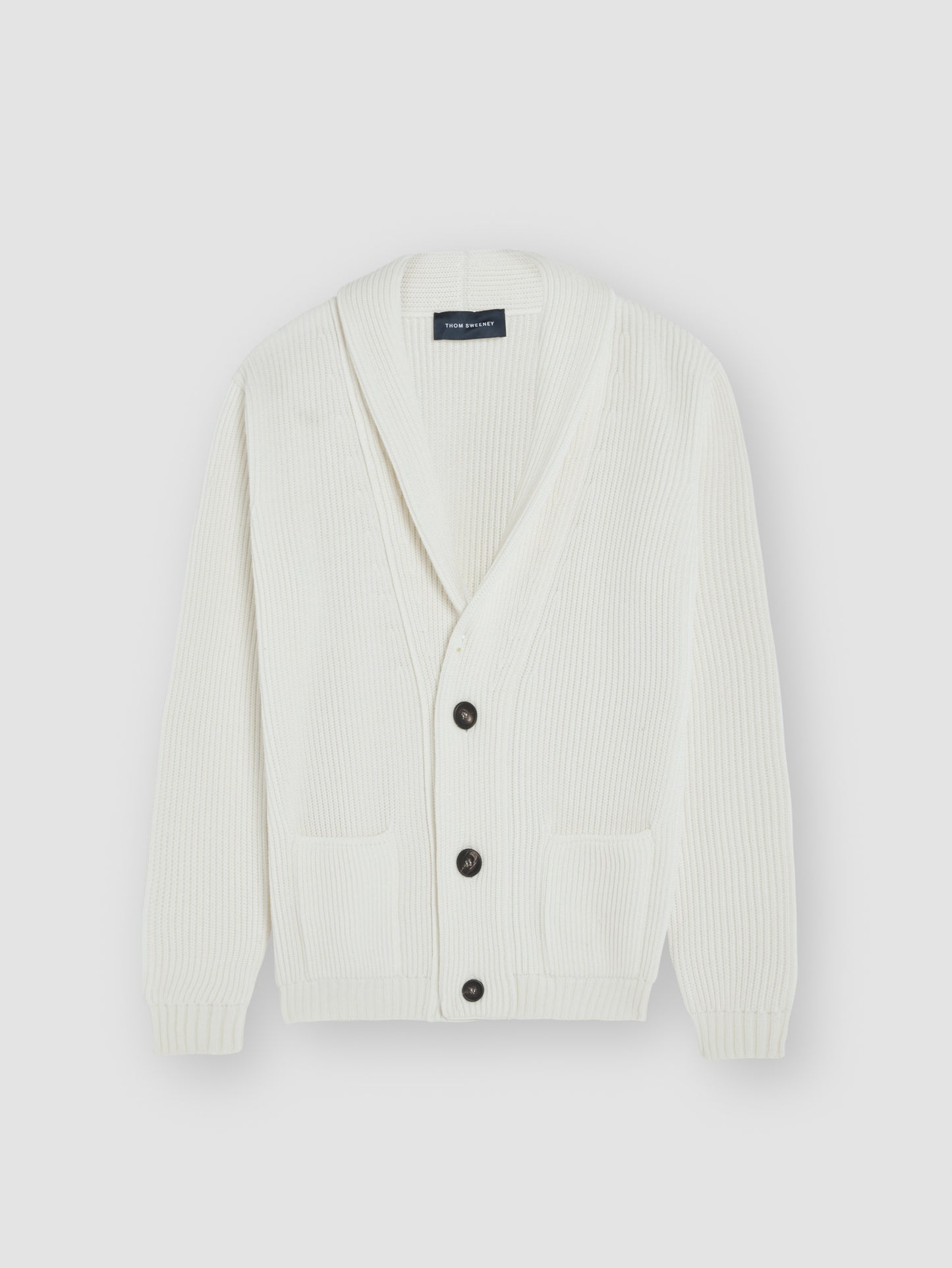 Single Breasted Cashmere Shawl Cardigan White Product Image