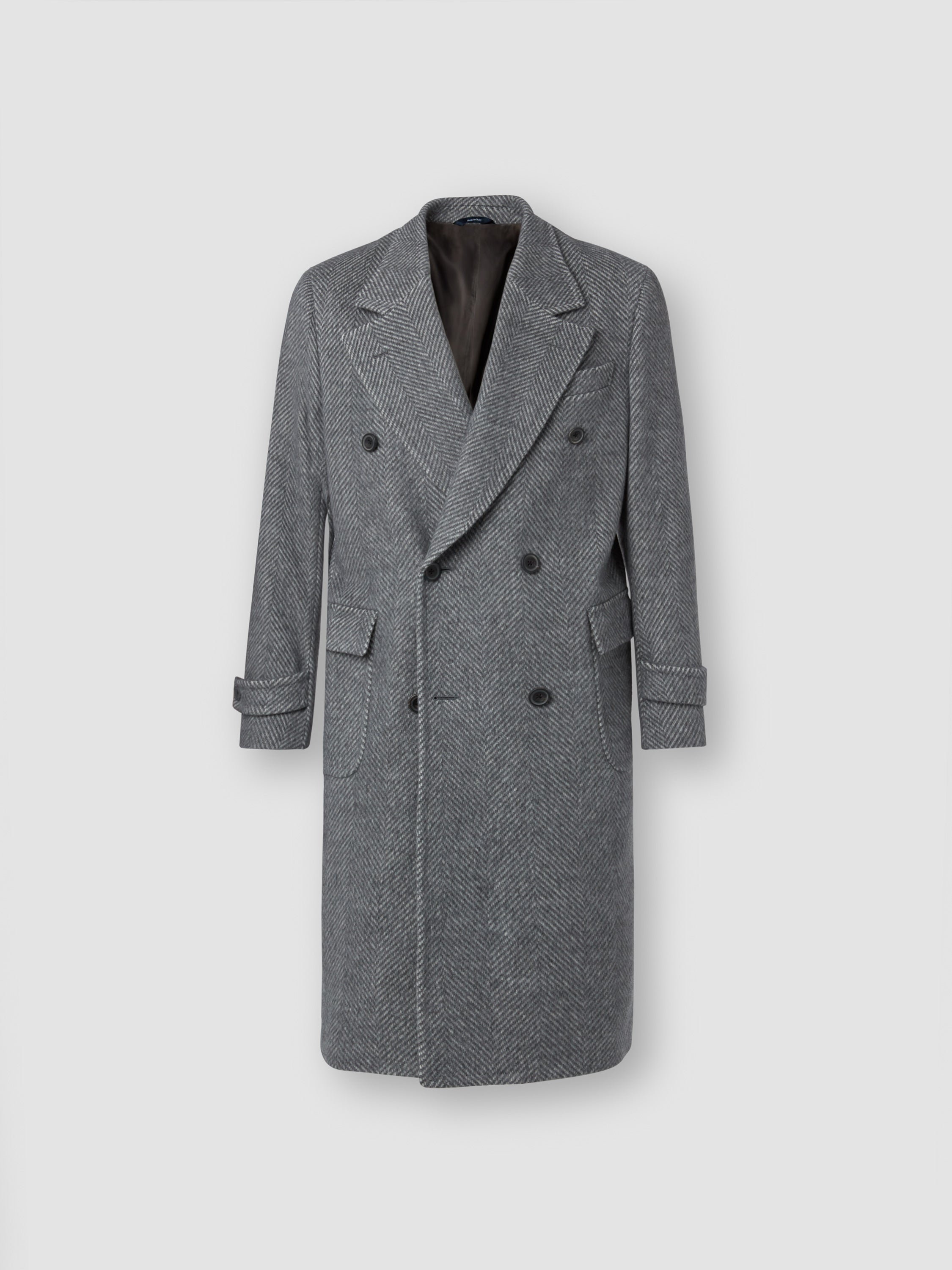 Unstructured Double Breasted Wool Overcoat Grey Product Image