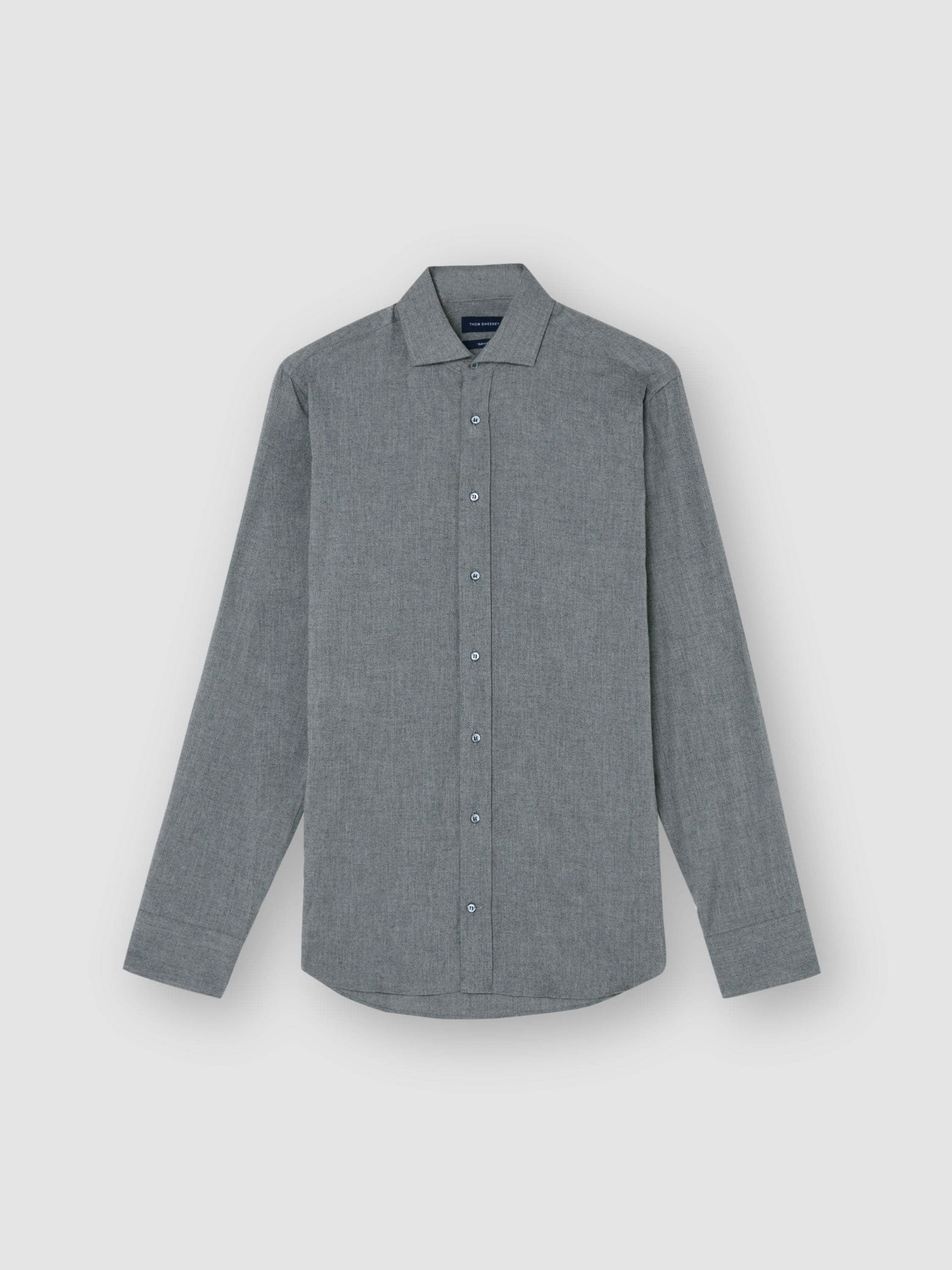 Flannel Cutaway Collar Shirt Slate Grey Product Image