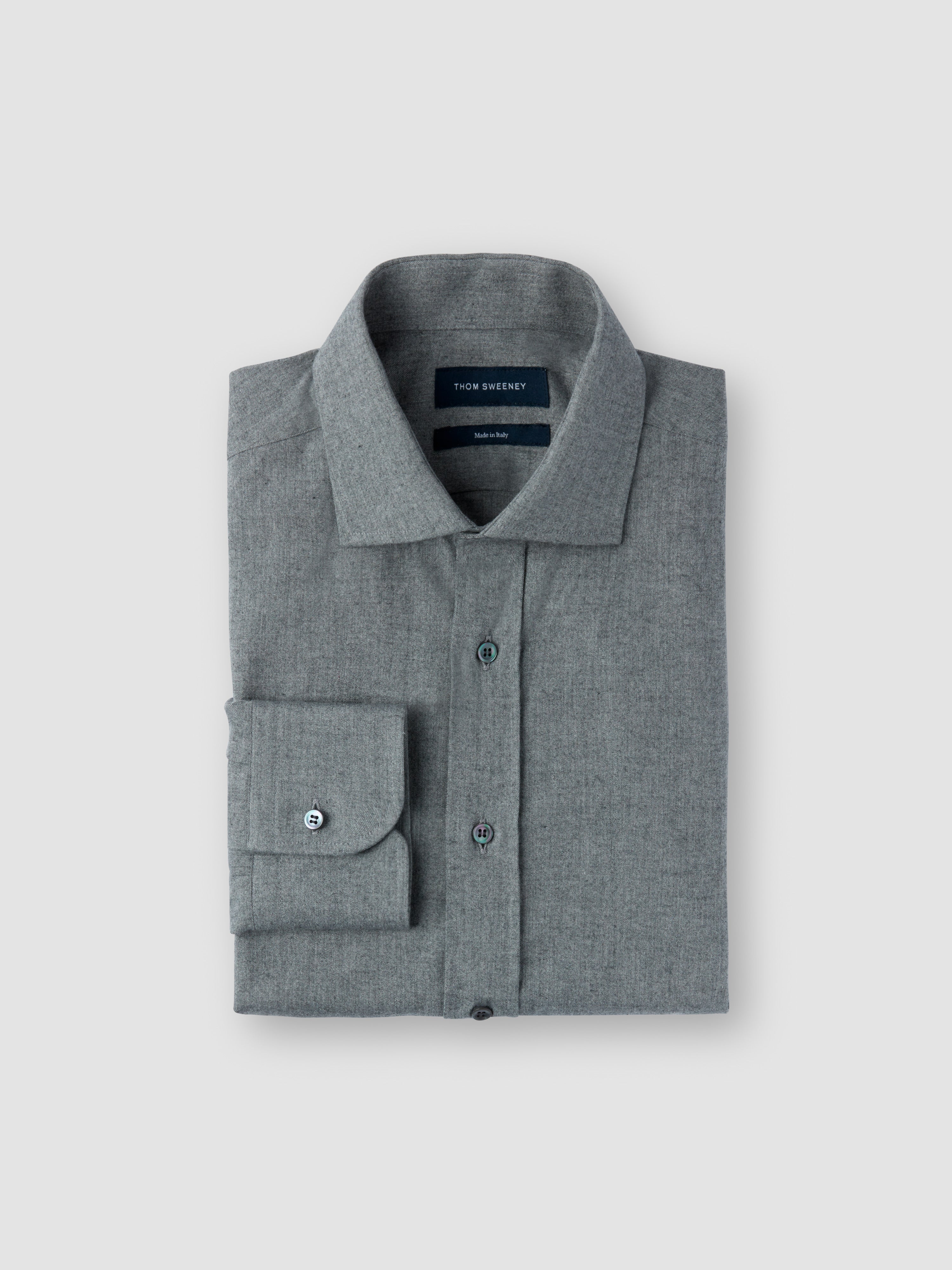 Flannel Cutaway Collar Shirt Slate Grey Folded Product Shot