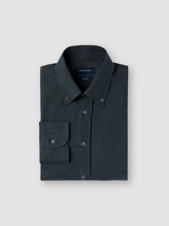 Flannel Button Down Collar Shirt Charcoal Folded Product Image