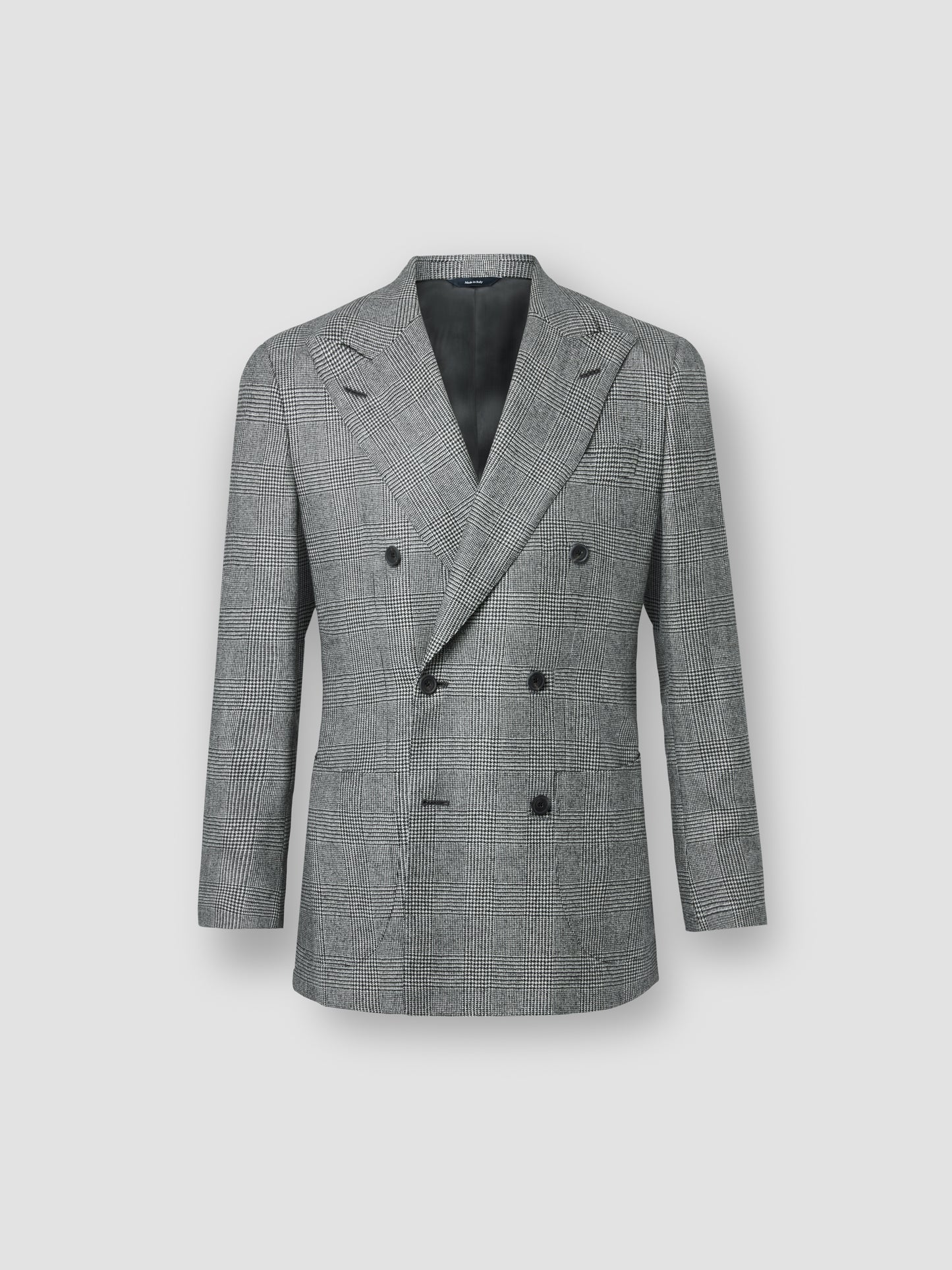Double Breasted Wool Patch Pocket Suit Black/White Jacket Product Image