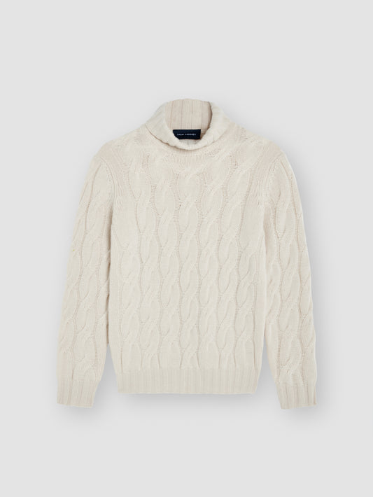 Chunky Cashmere Cable Knit Sweater Off-White Product Image