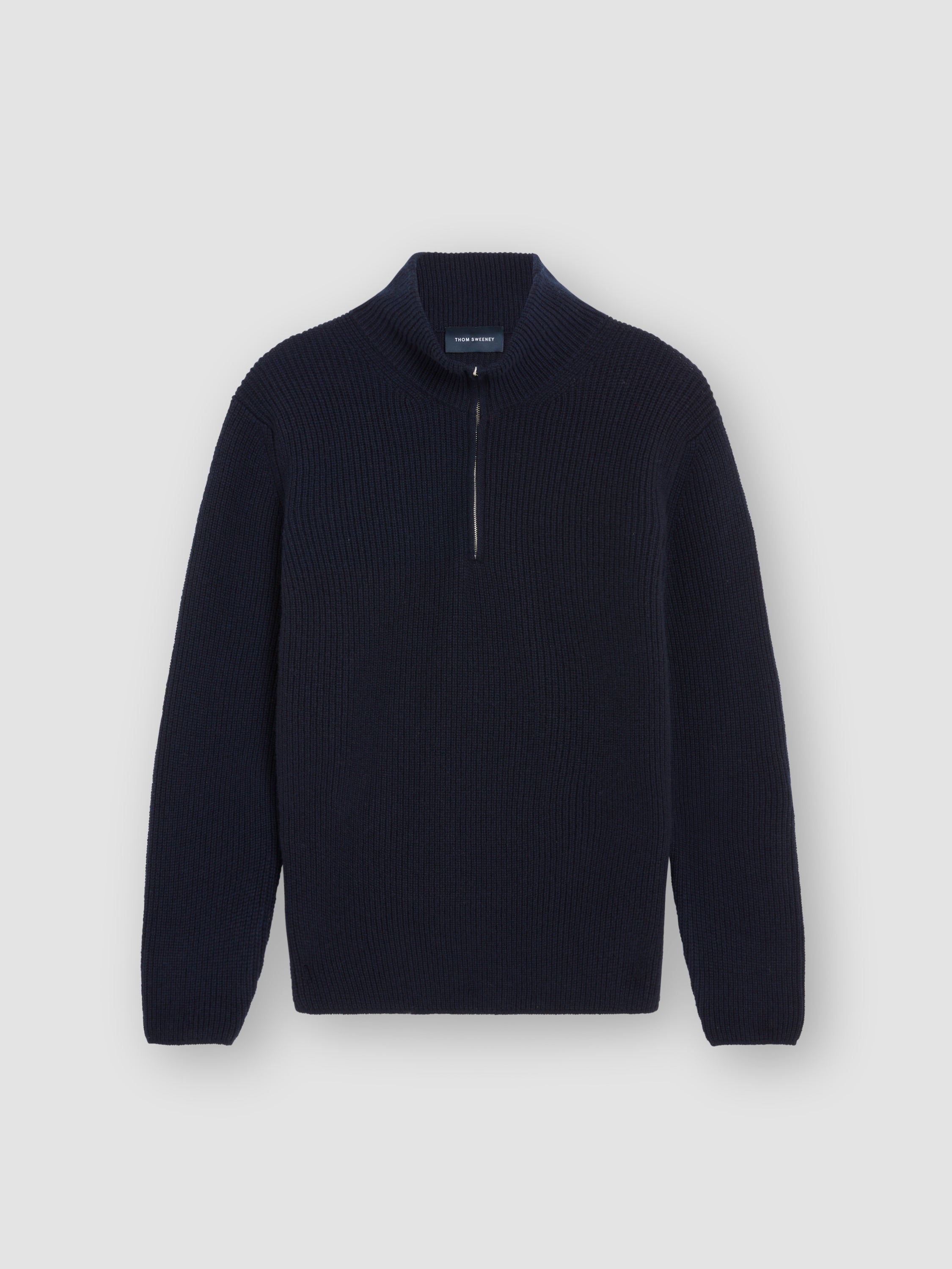 Wool Cashmere Half-Zip Fisherman Sweater Navy Product Image