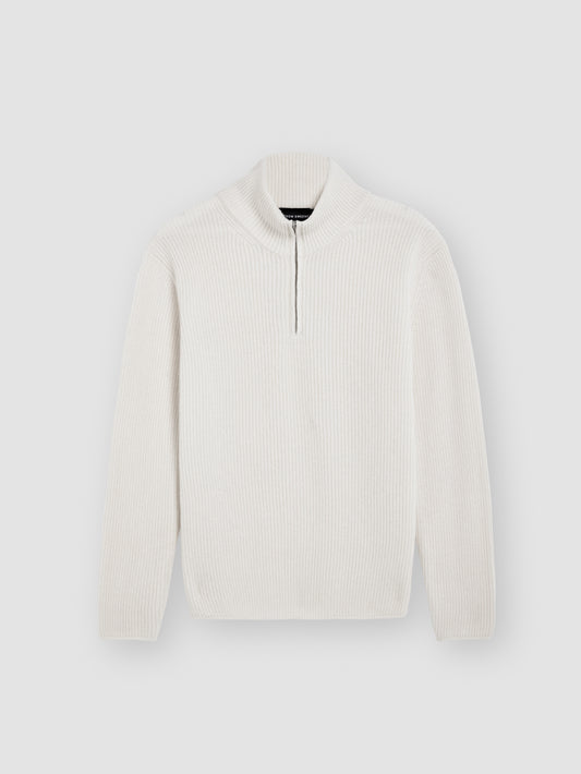 Wool Cashmere Half-Zip Fisherman Sweater White Product Image