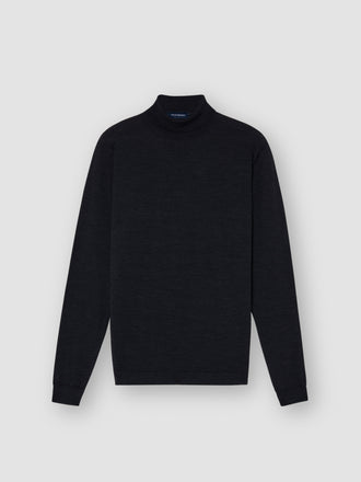 Merino Wool Extrafine Roll Neck Sweater Grey Product Image