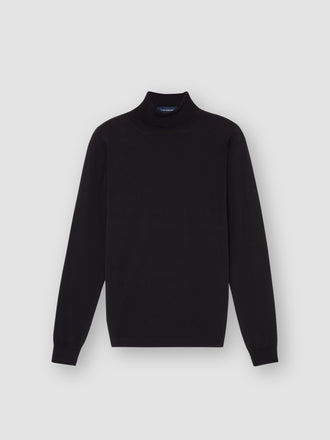 Merino Wool Extrafine Roll Neck Sweater Navy Product Image