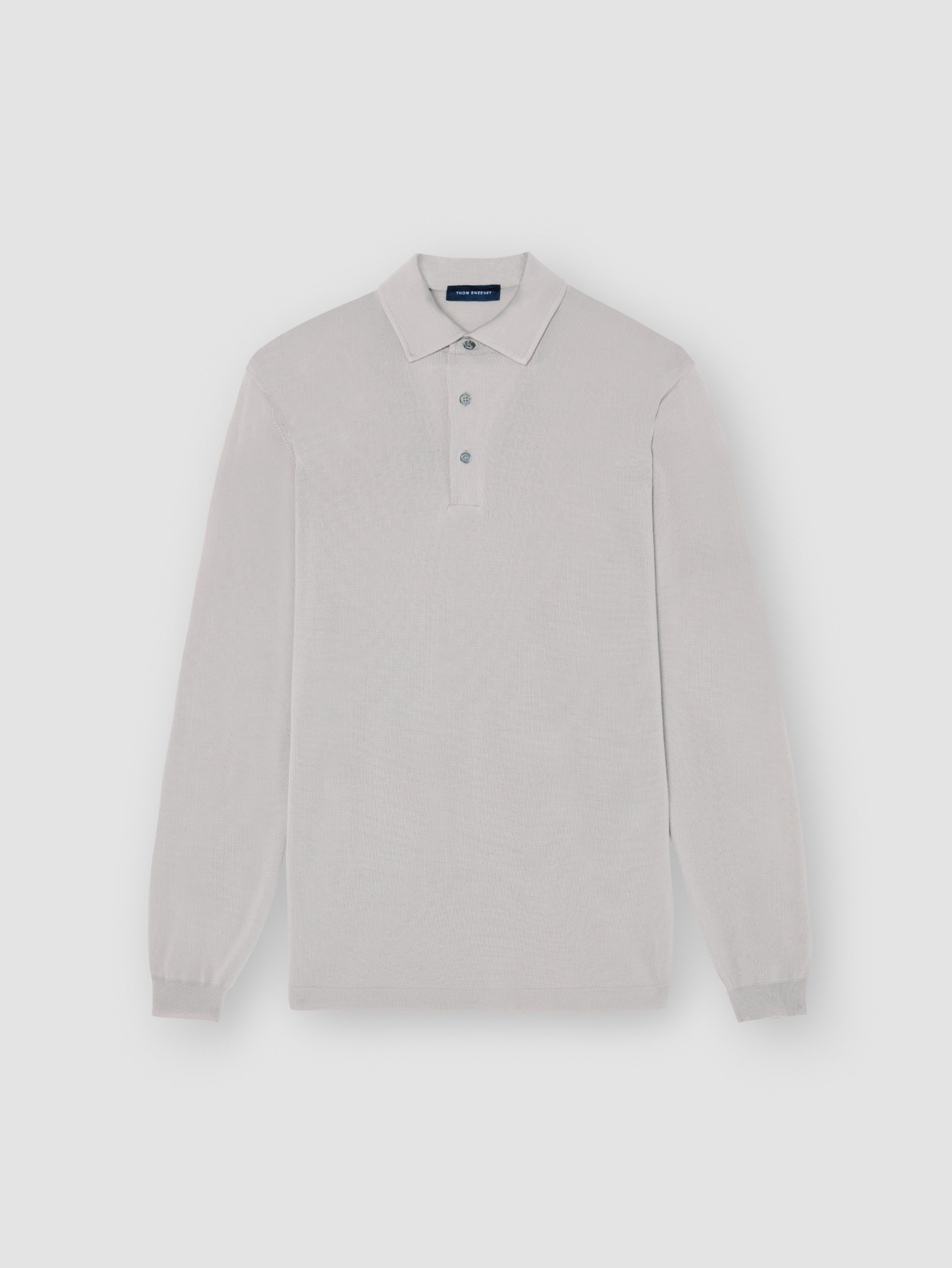 Merino Wool Extrafine Long Sleeve Polo Shirt Stone Product Image