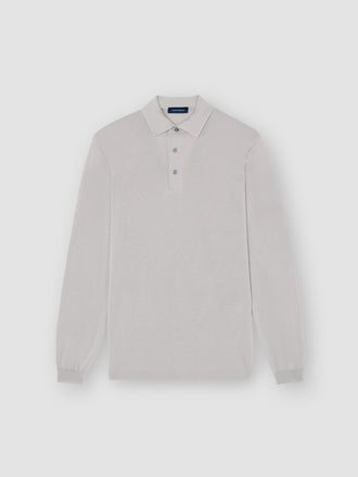 Merino Wool Extrafine Long Sleeve Polo Shirt Stone Product Image