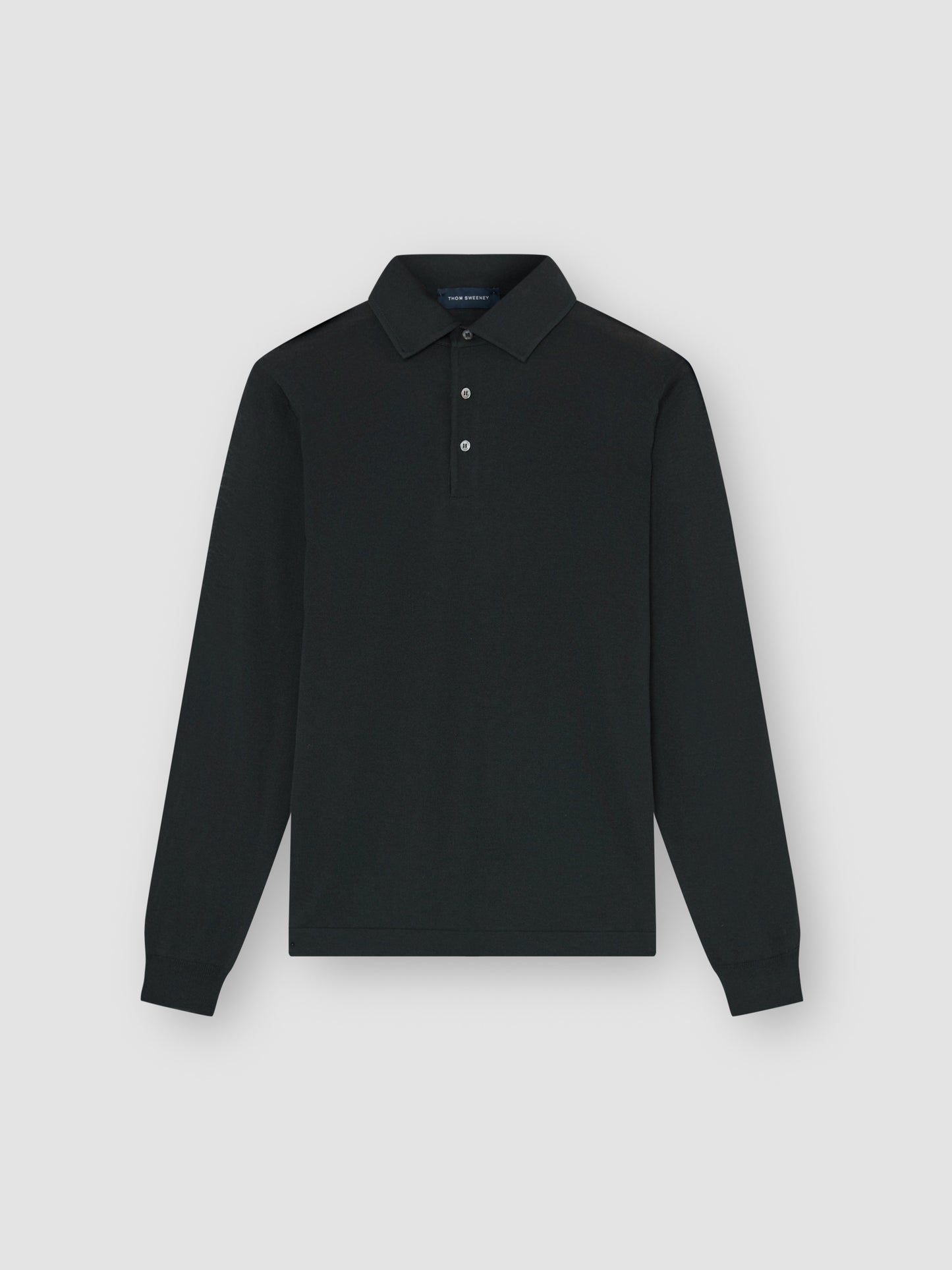 Merino Wool Extrafine Long Sleeve Polo Shirt Forrest Green Product Image