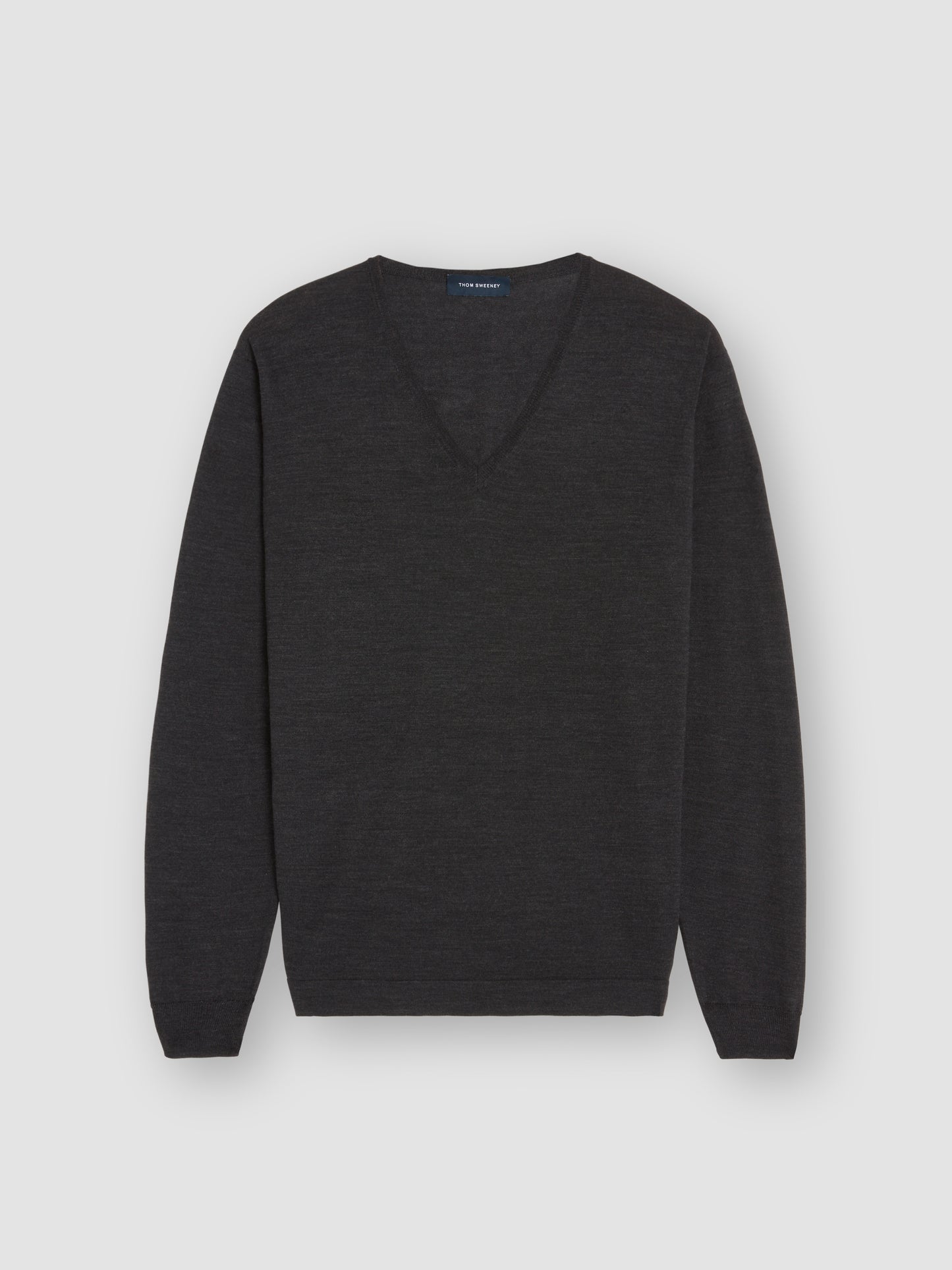 Merino Wool Extrafine V-Neck Sweater Grey Product Image