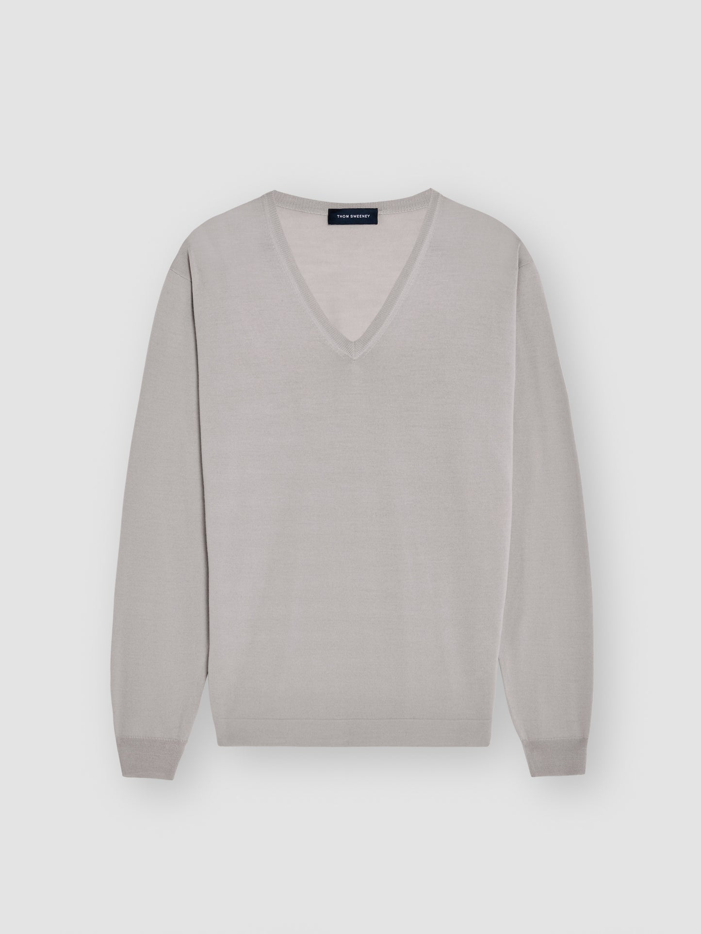 Merino Wool Extrafine V-Neck Sweater Stone Product Image