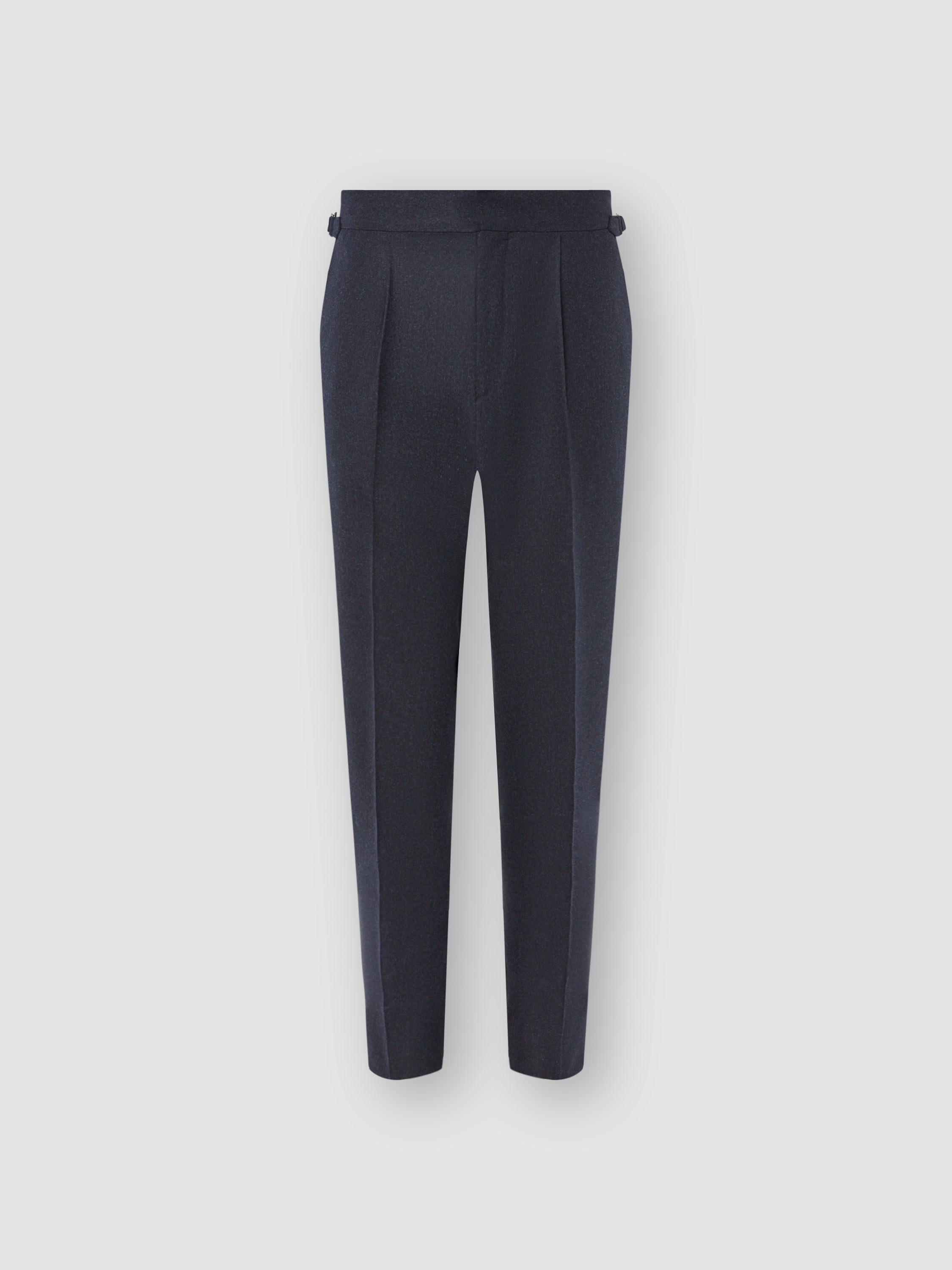 Flannel Wide Leg Tailored Trousers Mid Navy Product Image