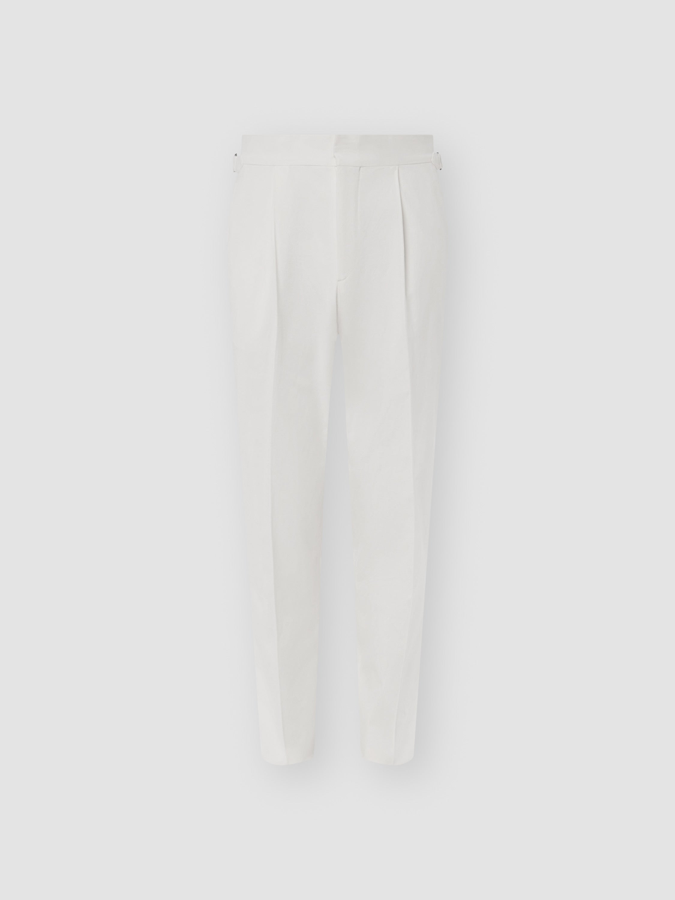 Brushed Cotton Wide Leg Tailored Trousers Off White Product Image