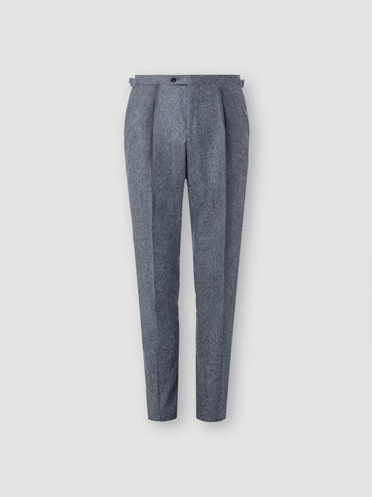 Flannel Pleated Tailored Trousers Grey Product Image
