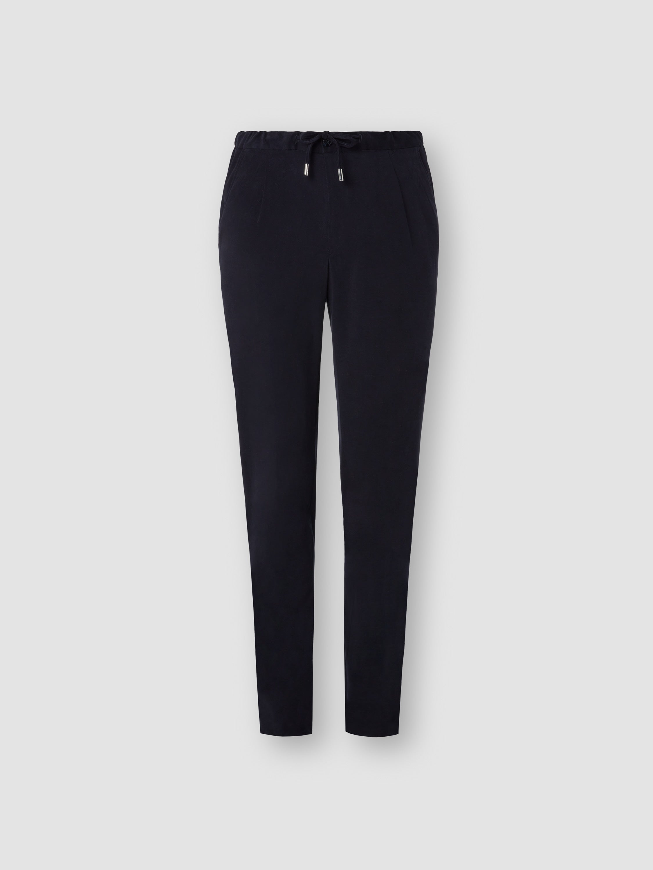 Brushed Cotton Casual Tailored Trousers Navy Product Image