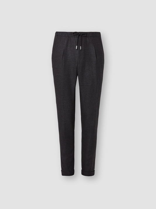 Wool Cashmere Casual Tailored Trousers Charcoal Brown Product Image