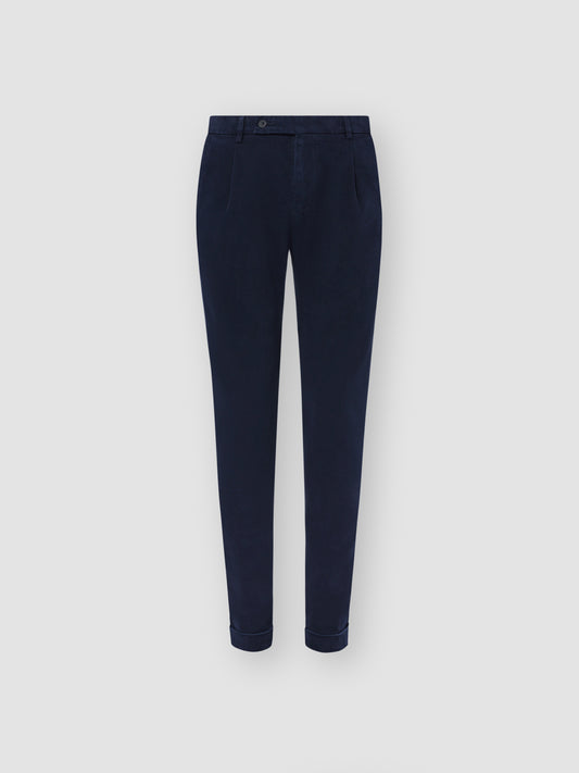Cotton Single Pleat Chinos Navy Product Image