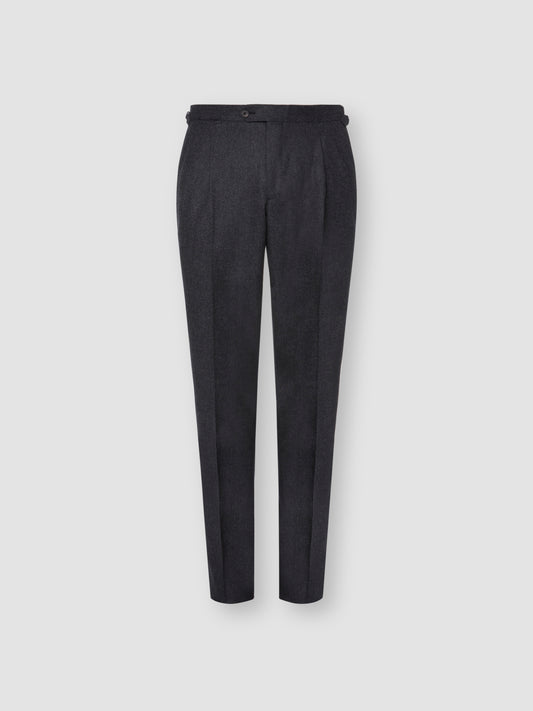 Flannel Pleated Tailored Trousers Charcoal Product Image