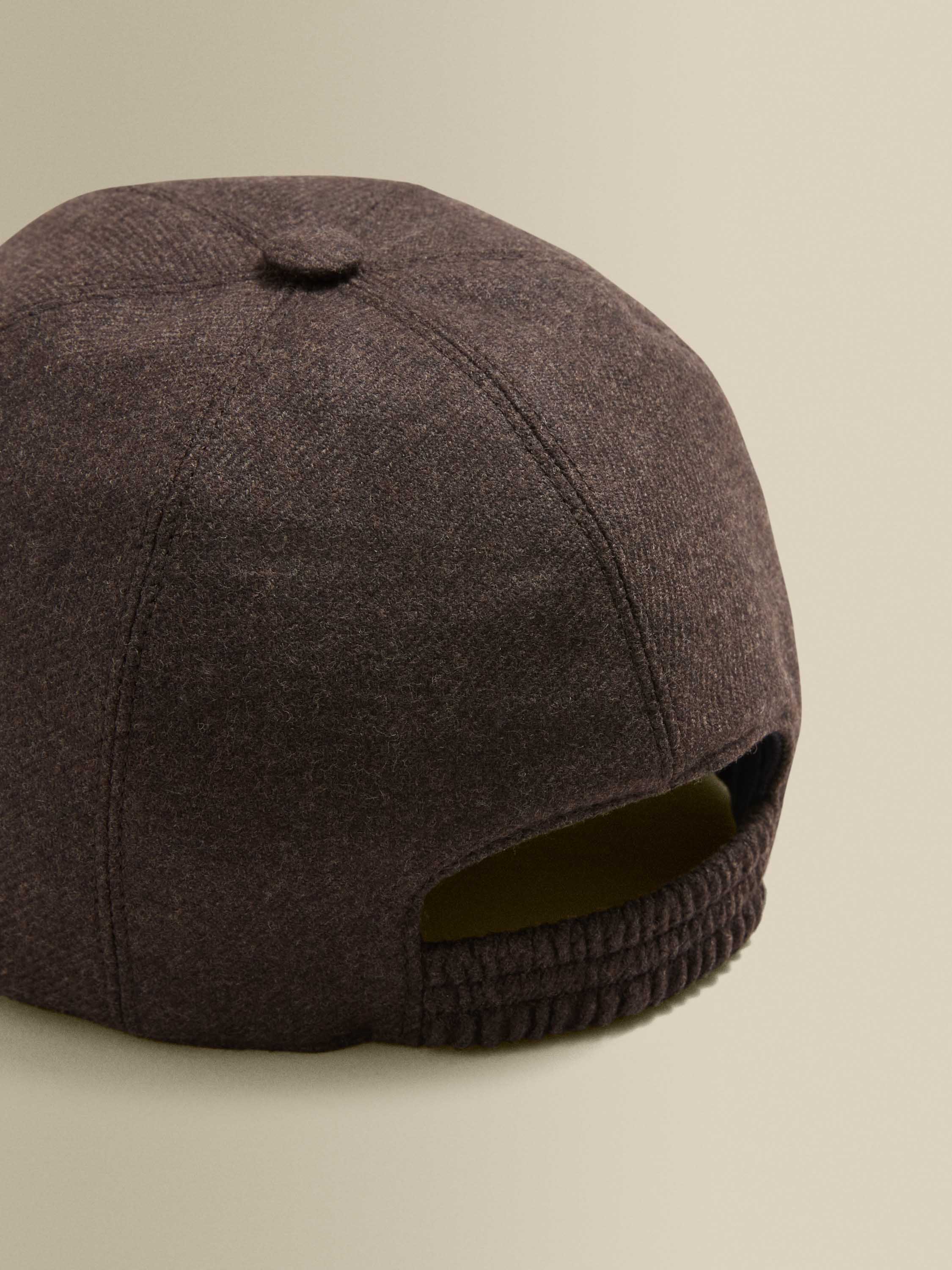 Wool Cashmere Baseball Cap Brown Product Back Image