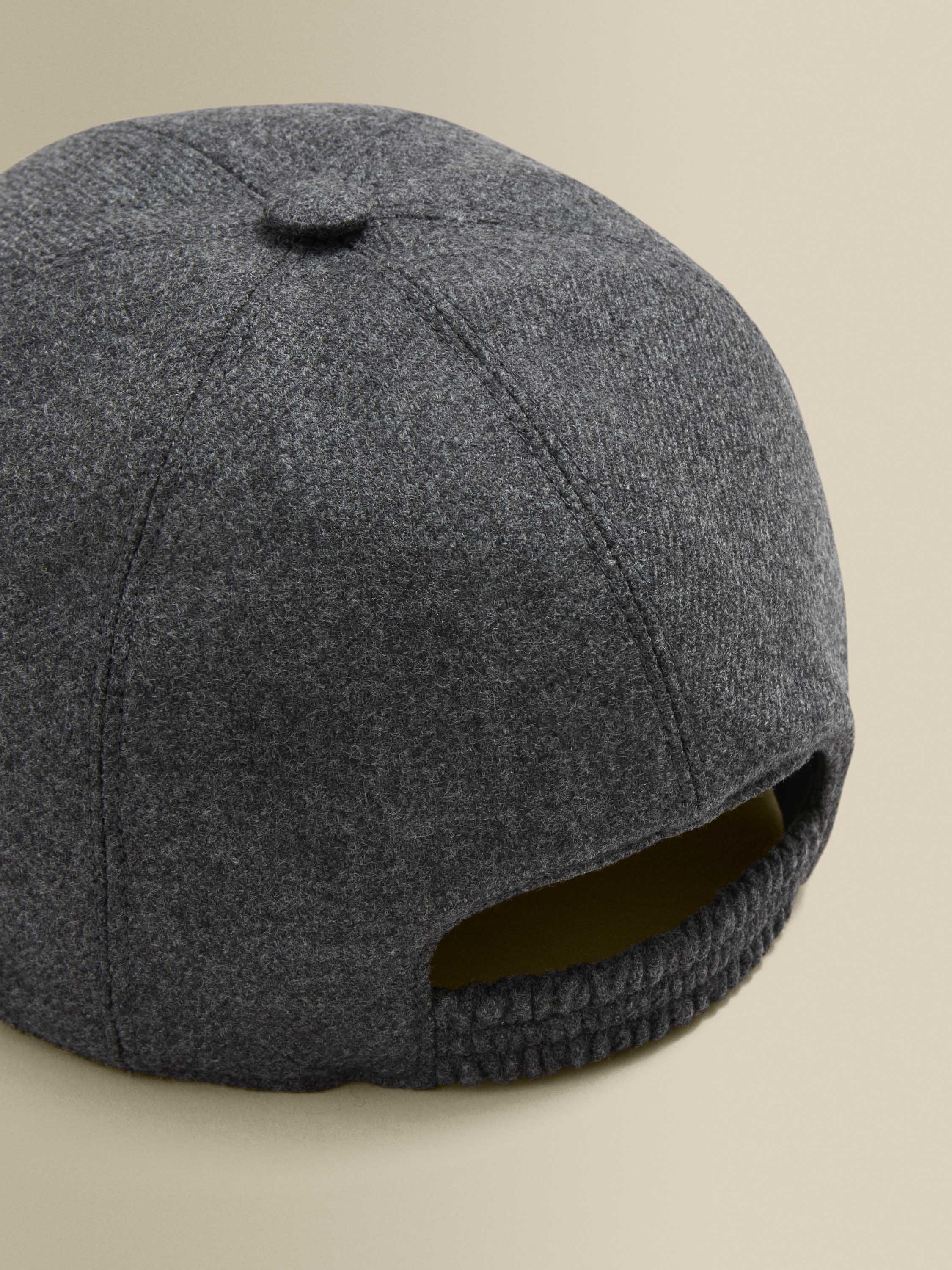 Wool Cashmere Baseball Cap Charcoal Product Back Image