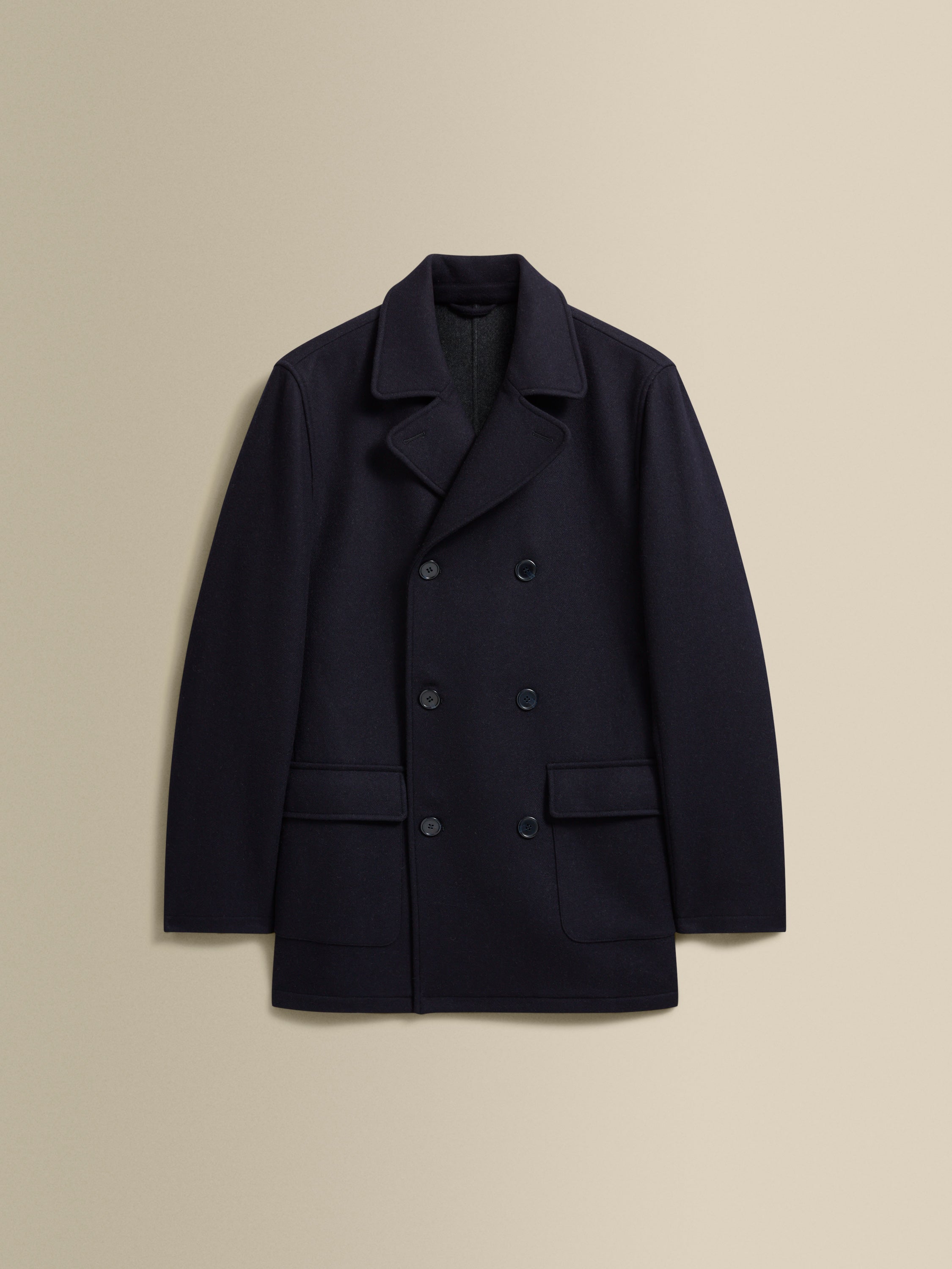 Double Wool Pea Coat Navy Product Image