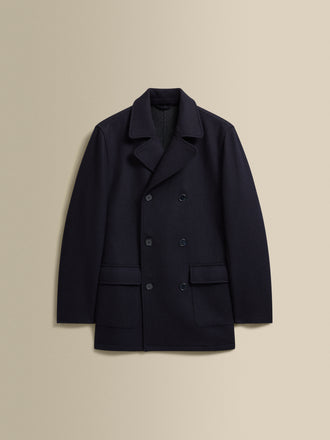 Double Wool Pea Coat Navy Product Image