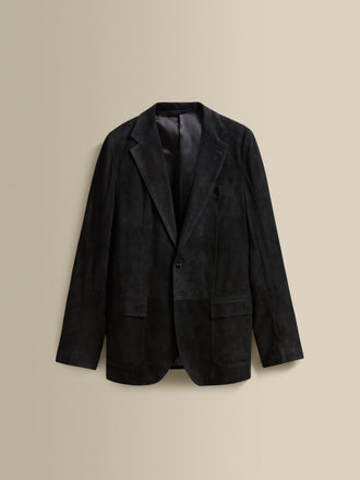 Suede Notch Lapel Jacket Black Product Image